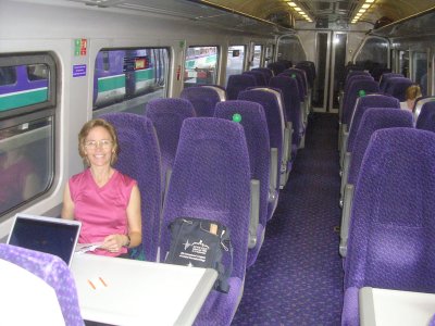 On the train.